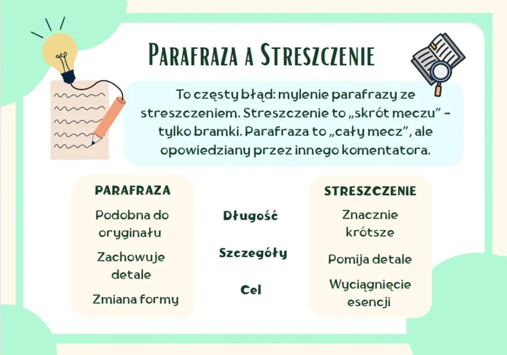 Parafraza - czym jest i czym różni się od streszczenia?