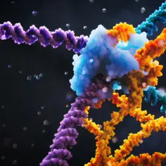 Interakcja białka z DNA, kluczowy proces w genetyce molekularnej.