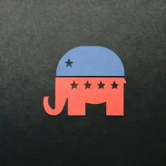 Symbol Partii Republikańskiej, symbol konserwatyzmu, na ciemnym tle.