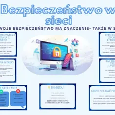 Grafika o bezpieczeństwie w internecie: zasady, zagrożenia, ochrona danych, reakcja na trudne sytuacje, fakty i mity, pomoc.