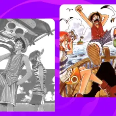Luffy i jego załoga, gotowi na przygodę, unoszą piracką flagę. Oda stworzył dla nich niezapomniane chwile.