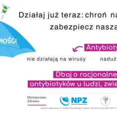 Antyteza: antybiotyki nie działają na wirusy, a nadużywane tracą skuteczność. Chrońmy zdrowie ludzi, zwierząt i środowiska.