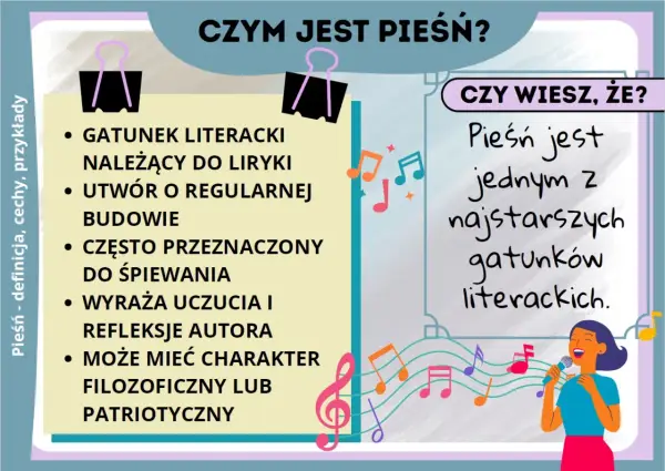 Pieśń - Cechy, rodzaje i interpretacja. Jak rozpoznać ten gatunek?